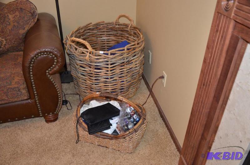 lot 173 image: 2 Wicker storage baskets Contents not include...