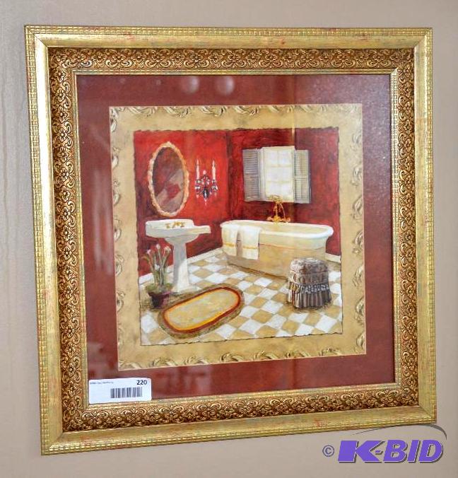 lot 220 image: Framed Print of Vintage bathroom for bathroom...