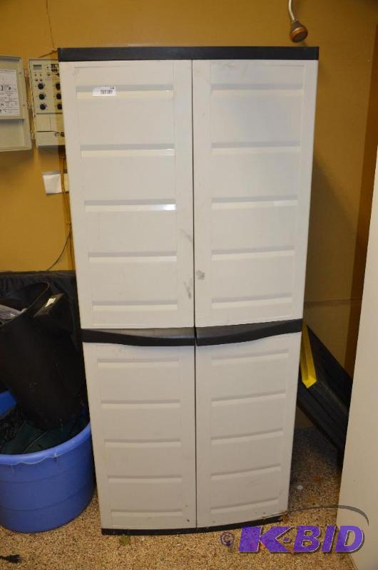 lot 238 image: Tall plastic storage cabinet...