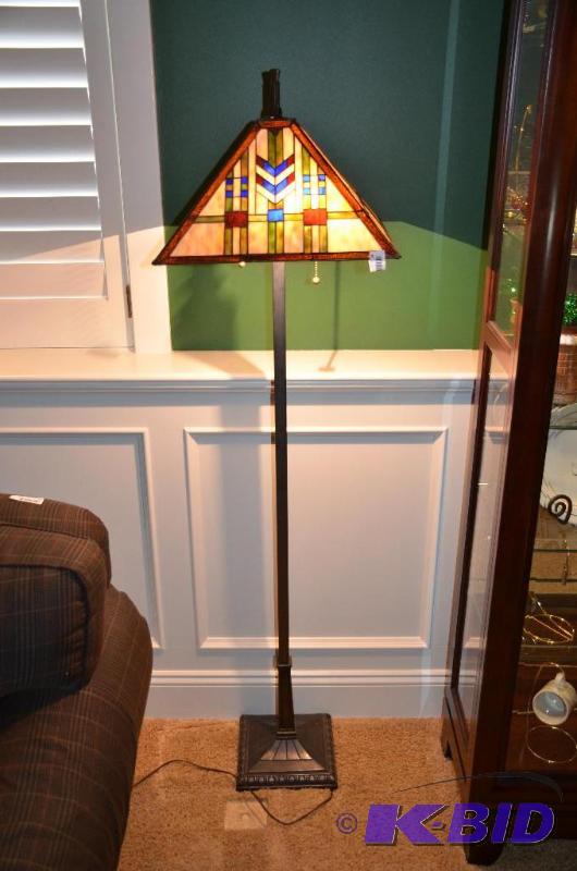 lot 24 image: Stain glass floor lamp 64" tall...