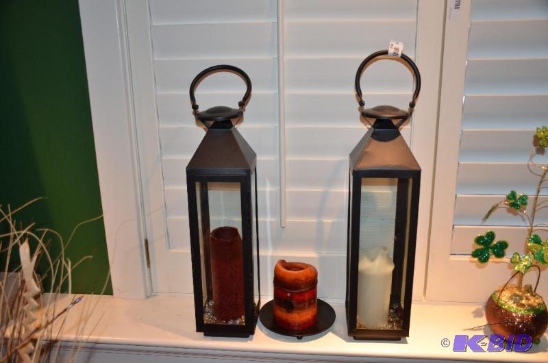 lot 254 image: 2 metal candle stands 24" tall & 1 c...