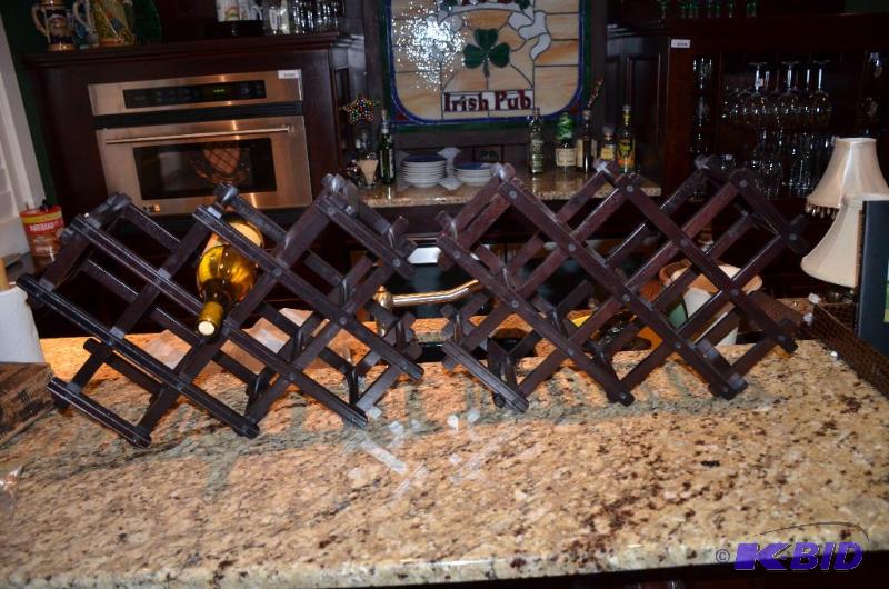 lot 258 image: 2 wooden wine racks. Each rack can hold 8 bot...