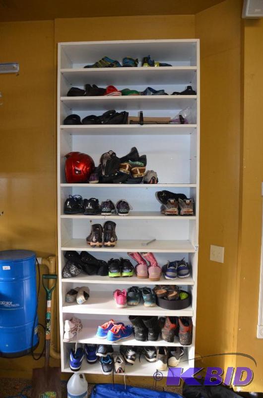 lot 302 image: White wood storage shelf 38x91", bring t...