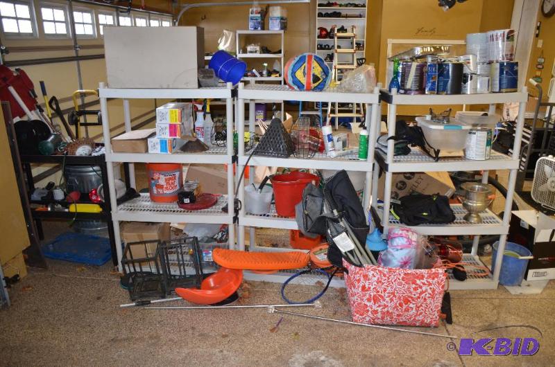 lot 326 image: 4 shelves of items. shelves are not included ...