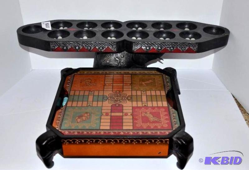 lot 38 image: 2 Wooden game boards 24x7x7", 12x12x4&qu...