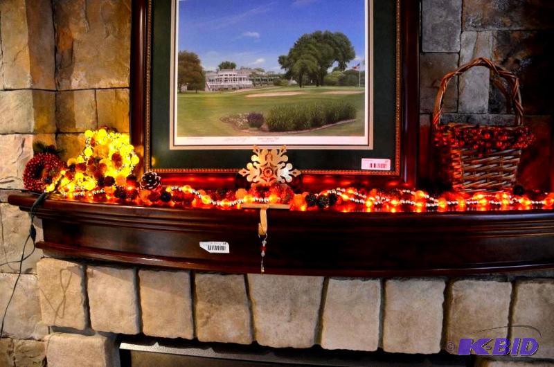lot 53 image: All decor on fire place. Golf print not inclu...