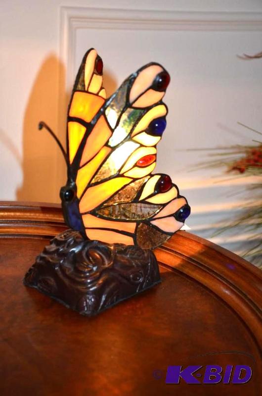 lot 54 image: Stain glass butterfly 8" tall...
