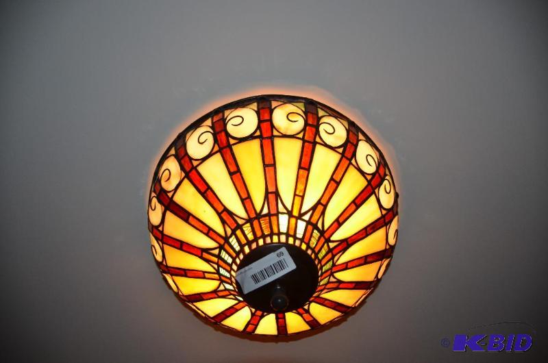 lot 69 image: Stain glass ceiling light 14" diameter 8...