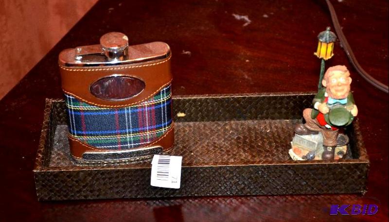 lot 71 image: Stainless steel flask & Irish man...