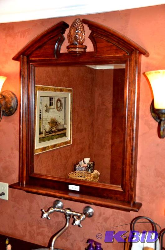 lot 72 image: Wood frame mirror 32x39...