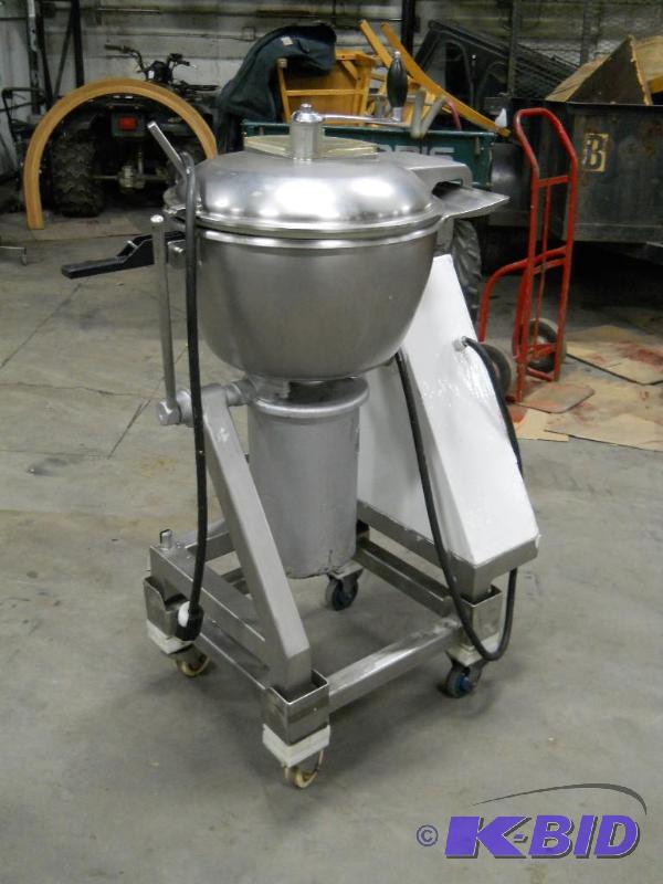lot 3 image: Stephan Berkel VCM 44. Runs. Tilts. Mounted on Stainless Steel Cart