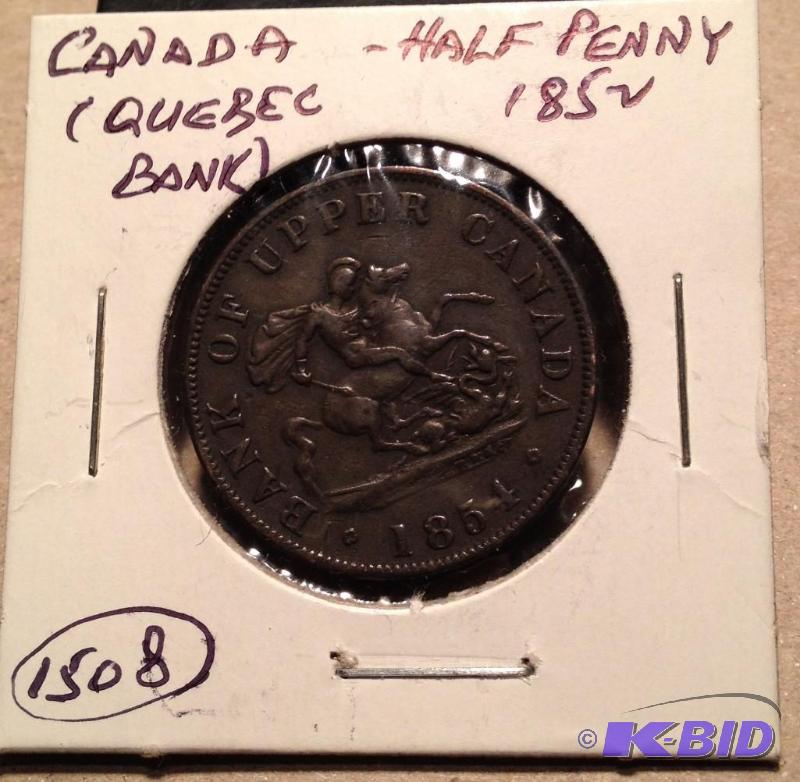 1854 Bank of Upper Canada Half Penny Bank Token Nice Higher Grade Lower Mintage
