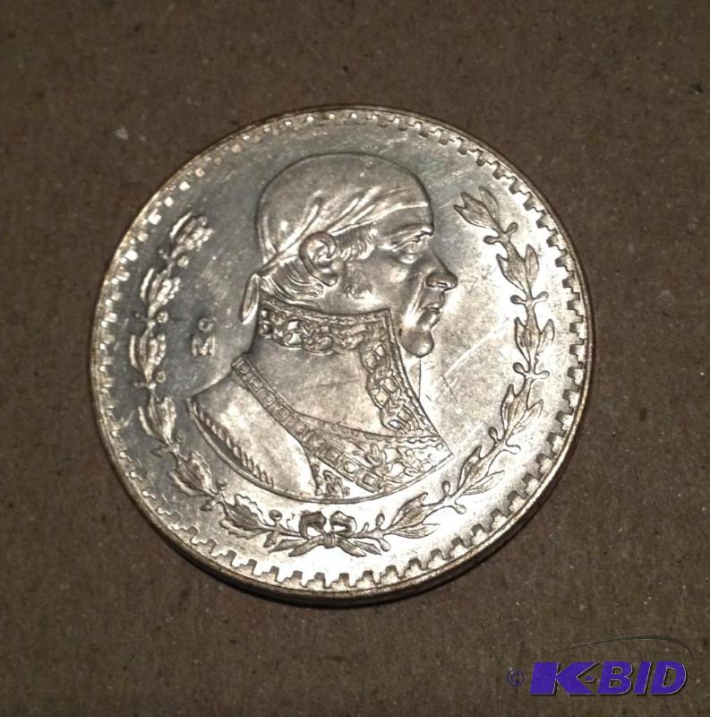 1959 Mexico Silver Peso Nice Flashy AUBU Coin