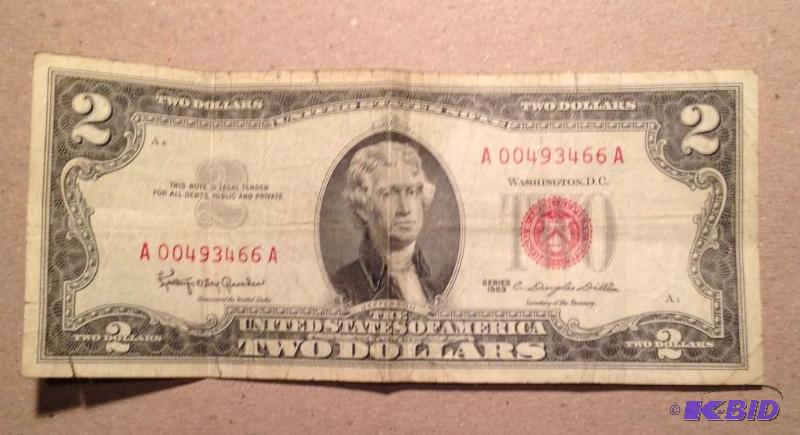 1963 Vintage Red Seal $2 Bill