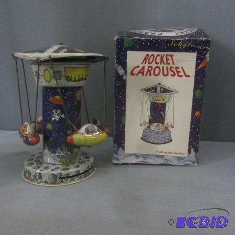 Tin Wind Up Rocket Carousel