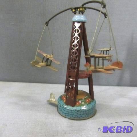 Tin Wind Up Airplane Carousel