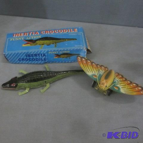 Tin Toy Crocodile & Butterfly