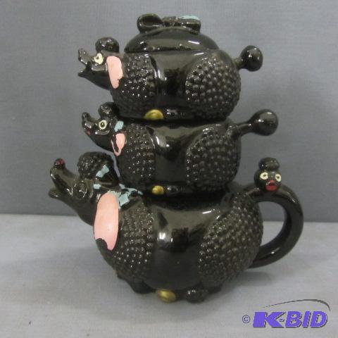 Vintage Stacking Poodle Teapot Set