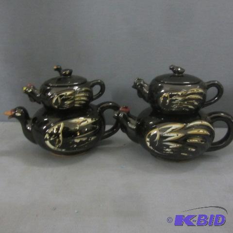 Vintage Stacking Duck, Chicken Teapots