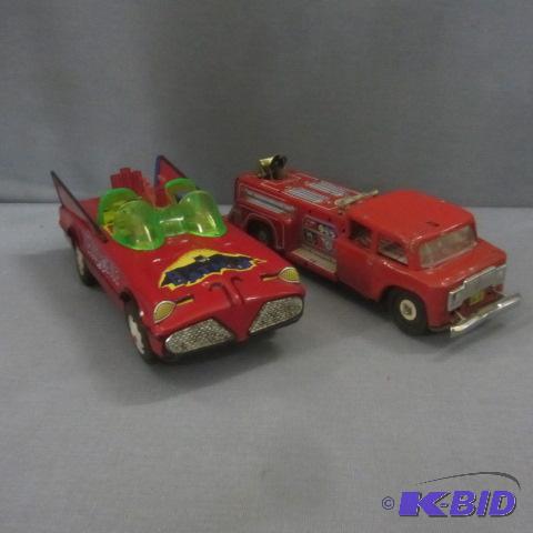 Batmobile & Fire Engine Tin Toys