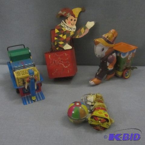 Dog, Train Car, Bunny Tin Toys