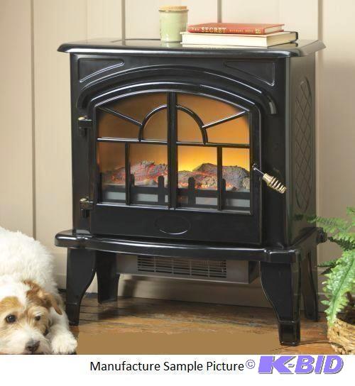 lot 1 image: Black Freestanding Electric Fireplace - The s...
