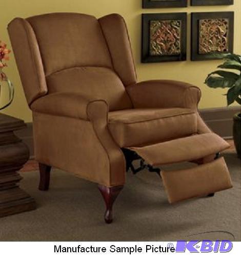 lot 23 image: Chocolate Microfiber Wingback Recliner - 31&q...
