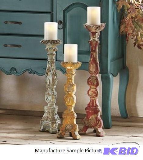 lot 64 image: Set of 3 Baroque Candlesticks - Use candles u...
