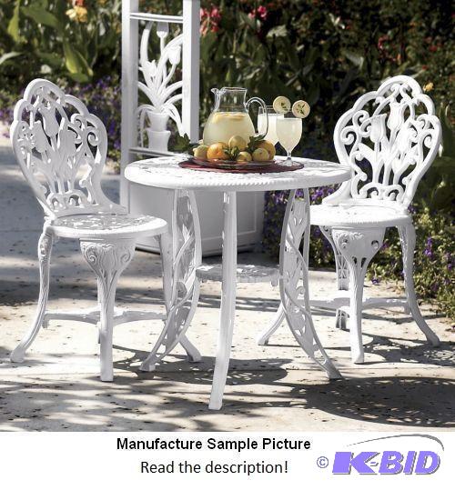 lot 71 image: Three Piece Tulip Bistro Set - White - Beauti...