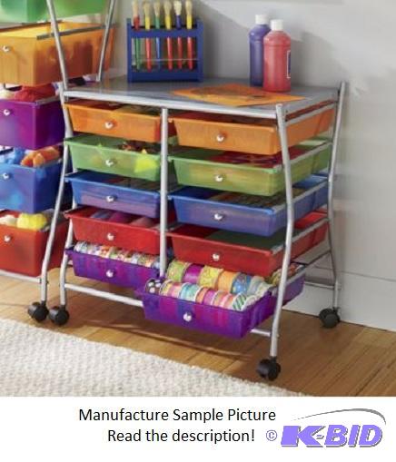 lot 84 image: Wide Multi-Color Storage Cart -&nbspFun colo...