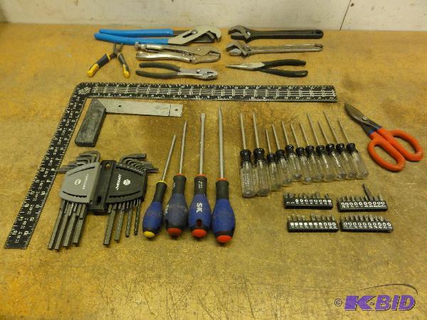 Assorted Hand Tools to Include Squares, Vise...