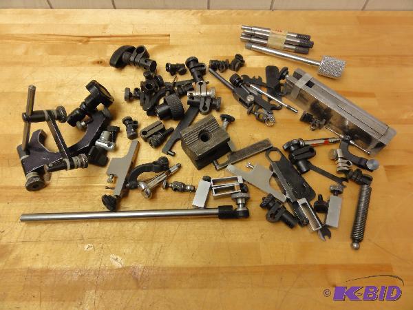 Assorted Indicator holders, V-Block and clamp...