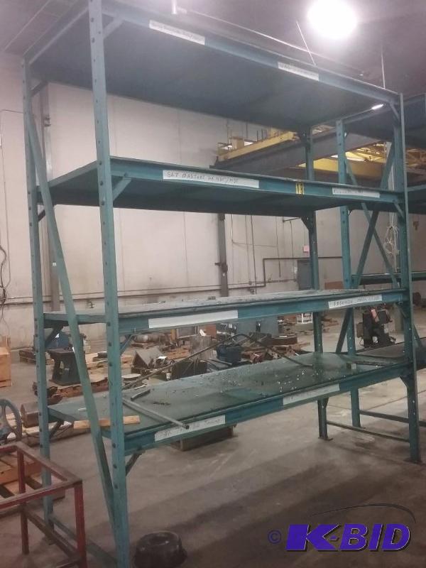 (1) structural steel pallet rack, (4) shelves...