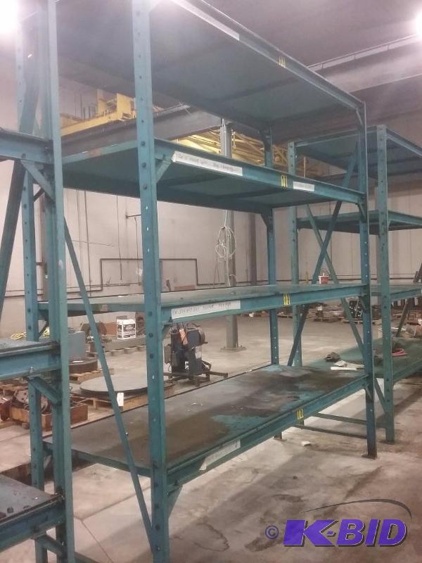 (1) structural steel pallet rack, (4) shelves...