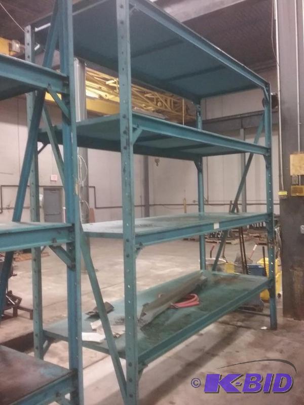 (1) structural steel pallet rack, (4) shelves...
