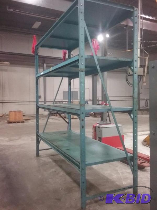 (1) structural steel pallet rack, (4) shelves...