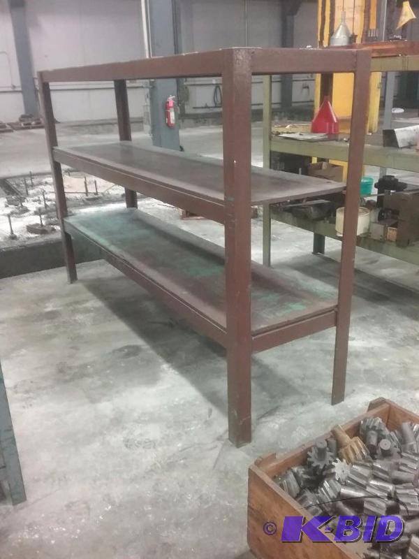 Heavy steel shelf unit, (3) shelves, (2) lowe...