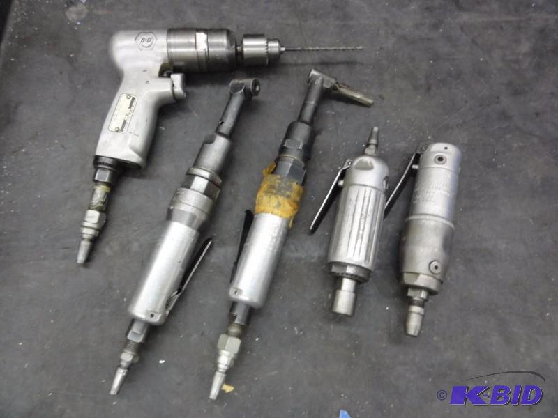 lot 1224 image: (5) Assorted Pneumatic Drills and Grinders to...