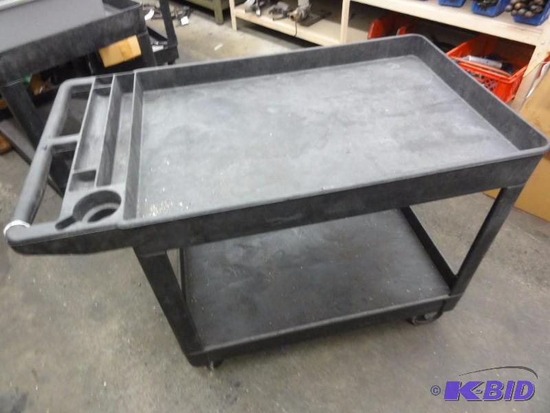 lot 1236 image: Rubbermaid Commercial Nylon Cart with shelf a...