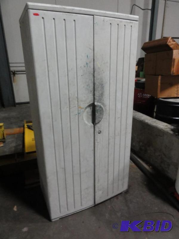 lot 1268 image: Plastic 2-Door cabinet with 6-adjustable shel...