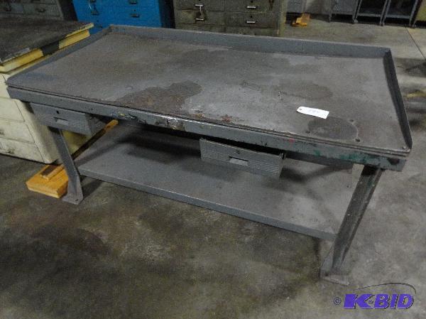 lot 184 image: Steel Workbench with drawers and lower shelf ...