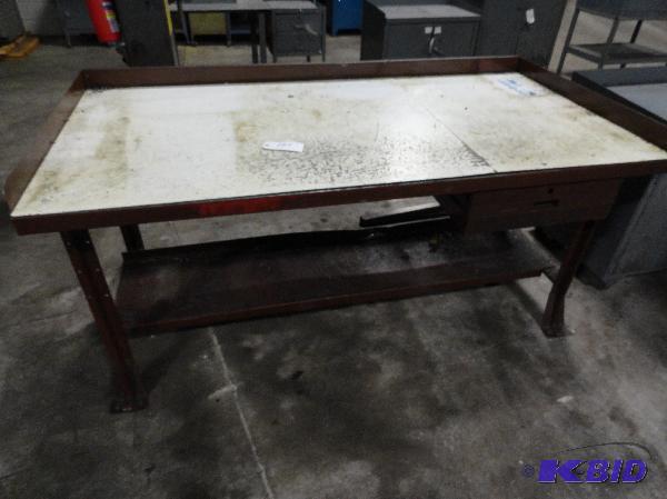 lot 185 image: Steel Workbench with drawers and lower shelf ...