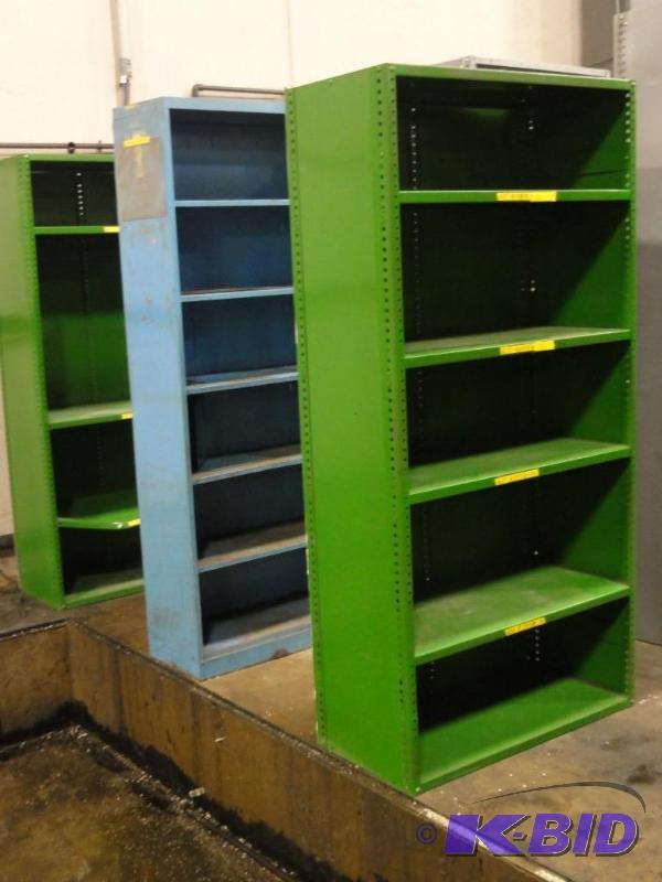 lot 202 image: (3) Assorted steel shelving units to include...