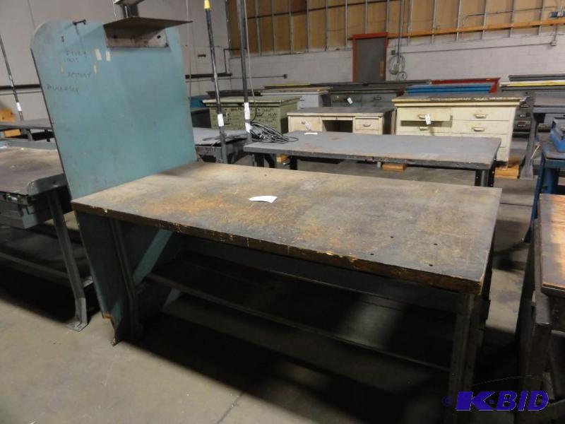 lot 210 image: Hardboard Wood Top Steel Framed Work Bench ...
