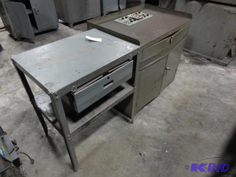 lot 220 image: Steel Table with drawer and lower shelf app...