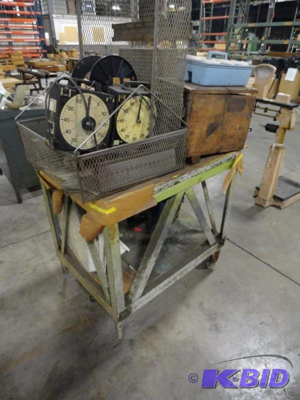 lot 223 image: Steel Framed Cart with assorted items to incl...