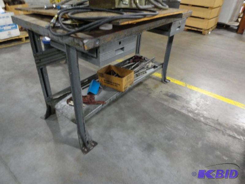 lot 256 image: Steel Work Bench With Drawers and Lower Shelf...