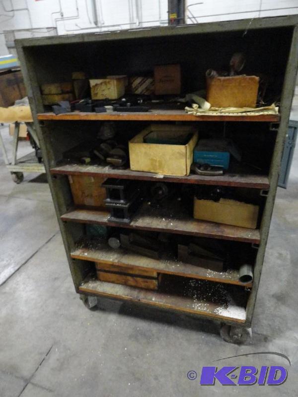 lot 259 image: 5-Shelf Rolling cart with assorted hold down ...