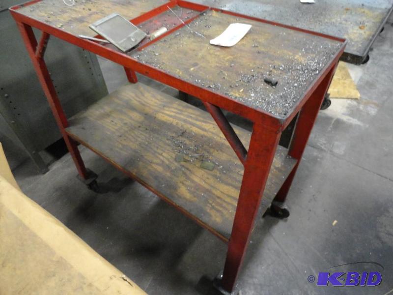 lot 308 image: Rolling 2-Shelf Cart with tapered legs...