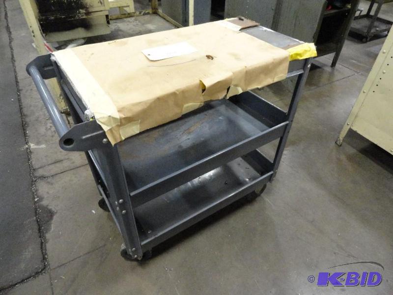 lot 326 image: 3-Shelf rolling cart approximate 29" x 1...